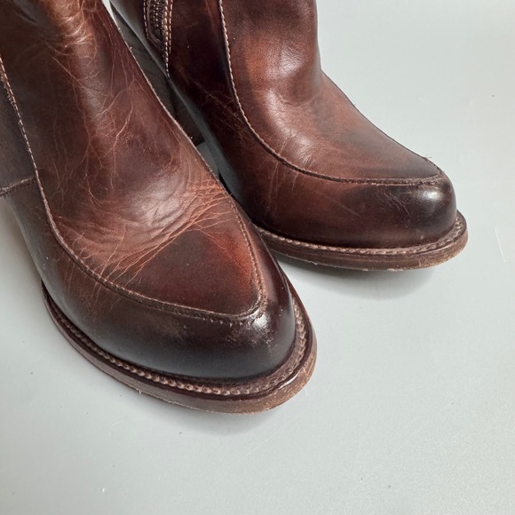 Bed Stu Women Brown Leather Ankle Boots 8.5 Buckle Block Heel 8380 - Picture 7 of 10